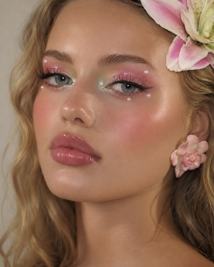 Fairy glam with pink shimmer and pearls